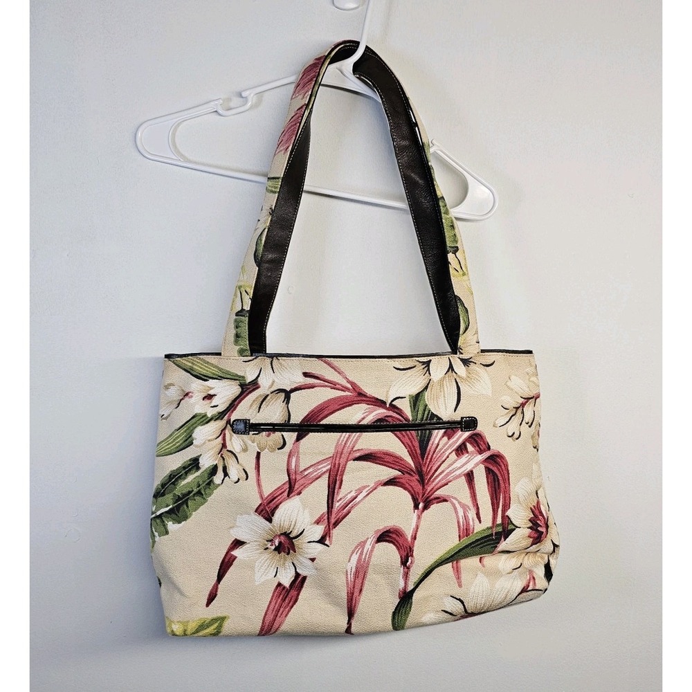 Tommy Bahama Floral Shopping Travel Tote Bag Gym Handbag Soft Zips Compartments